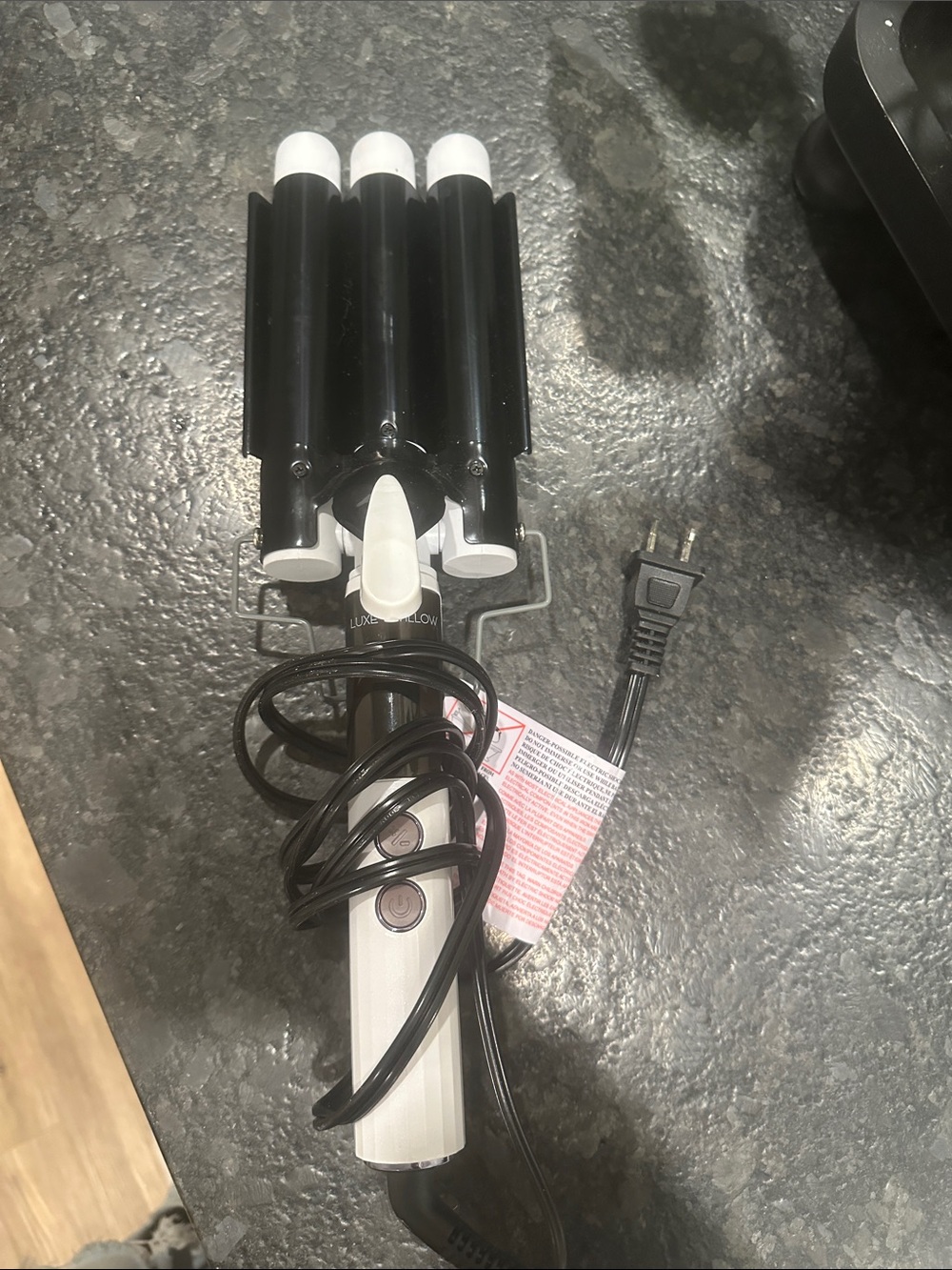Triple Barrel Black and White Hair Waver - Professional Styling Tool